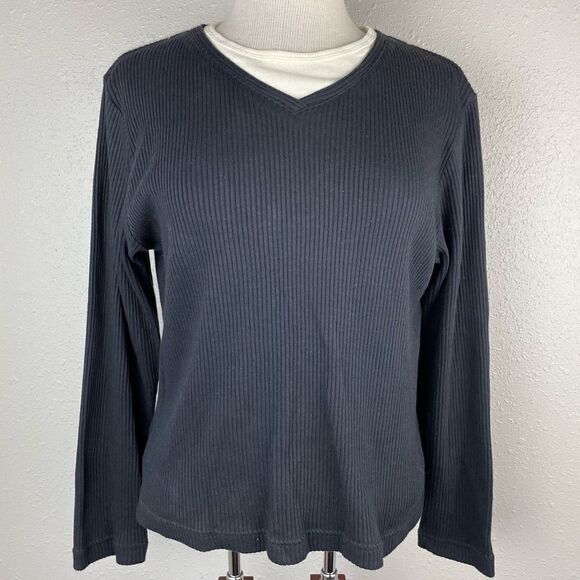 Passports Black and White Long Sleeve Sweater Top Size M - Picture 1 of 4